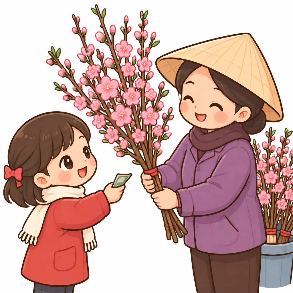 buy a branch of peach blossoms — mua một cành hoa đào