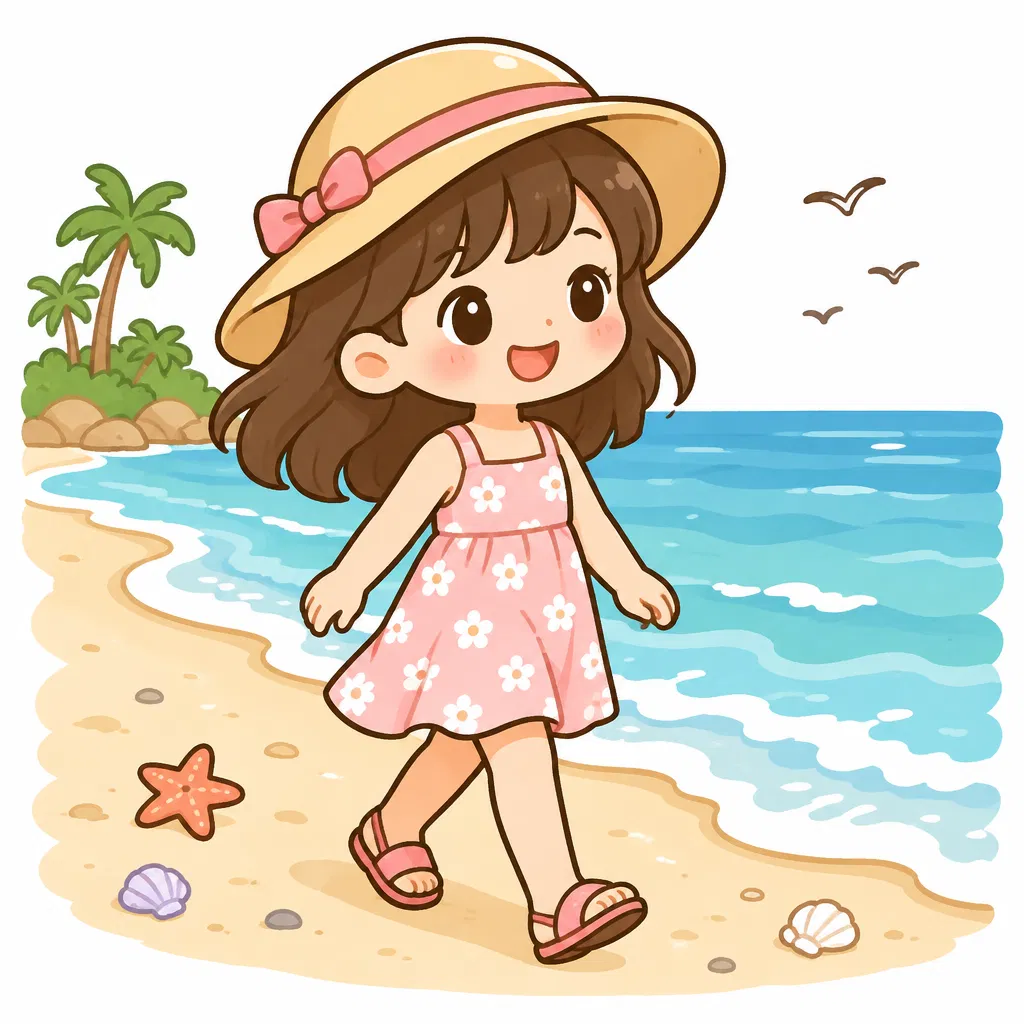 walk on the beach — đi dạo trên bãi biển