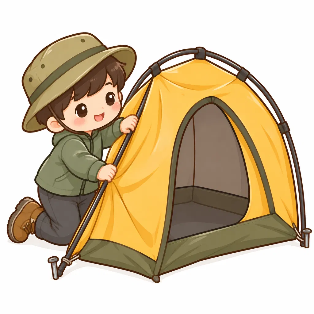 putting up a tent — đang dựng lều