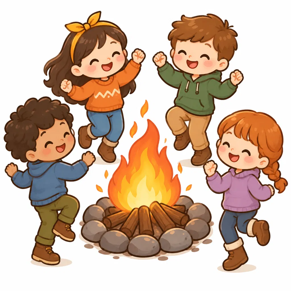 dancing around the campfire — đang nhảy múa quanh lửa trại