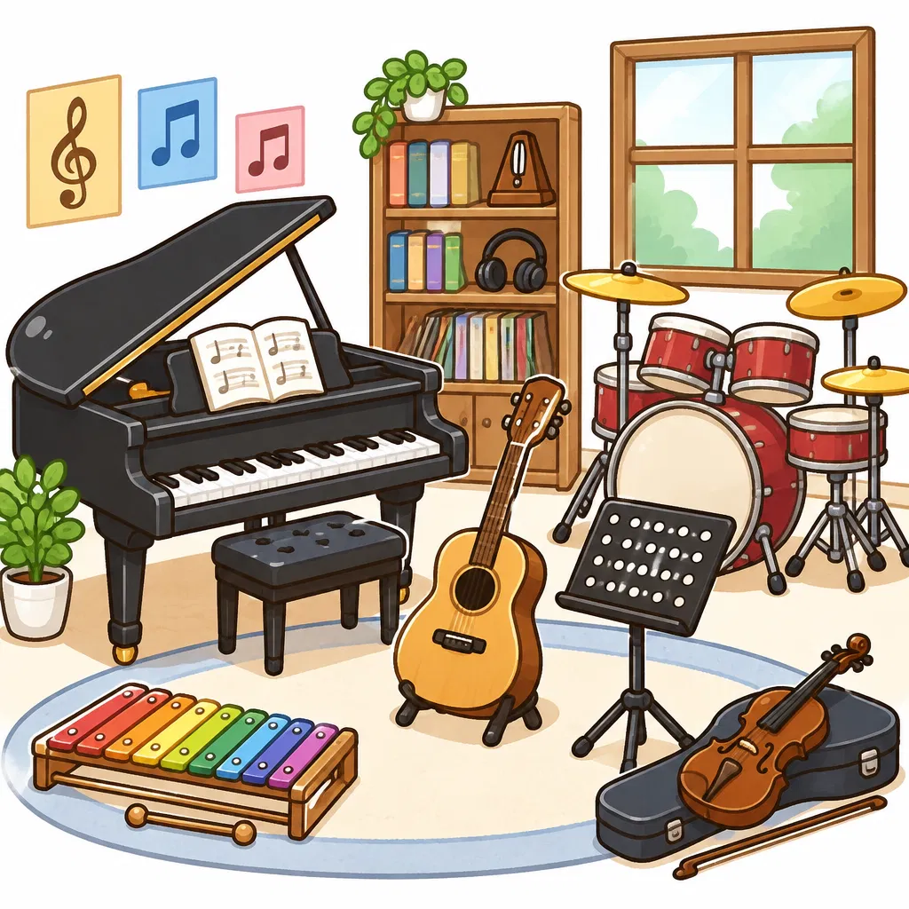 music room — phòng âm nhạc