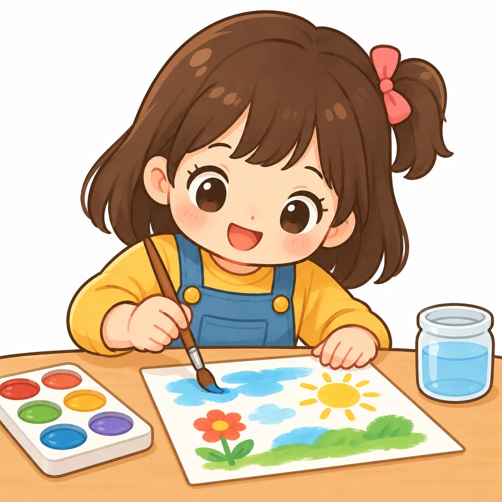 painting — đang vẽ bằng màu