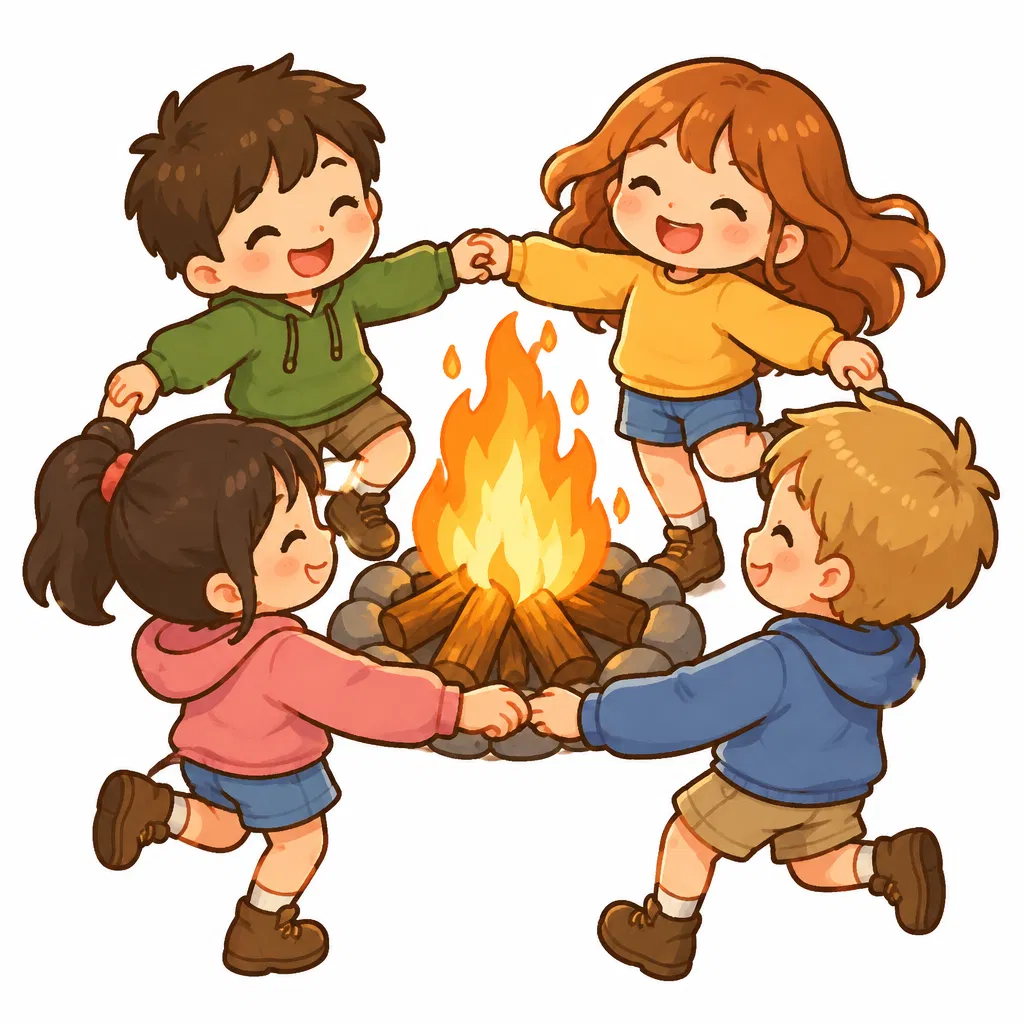 dance around the campfire — nhảy múa quanh lửa trại