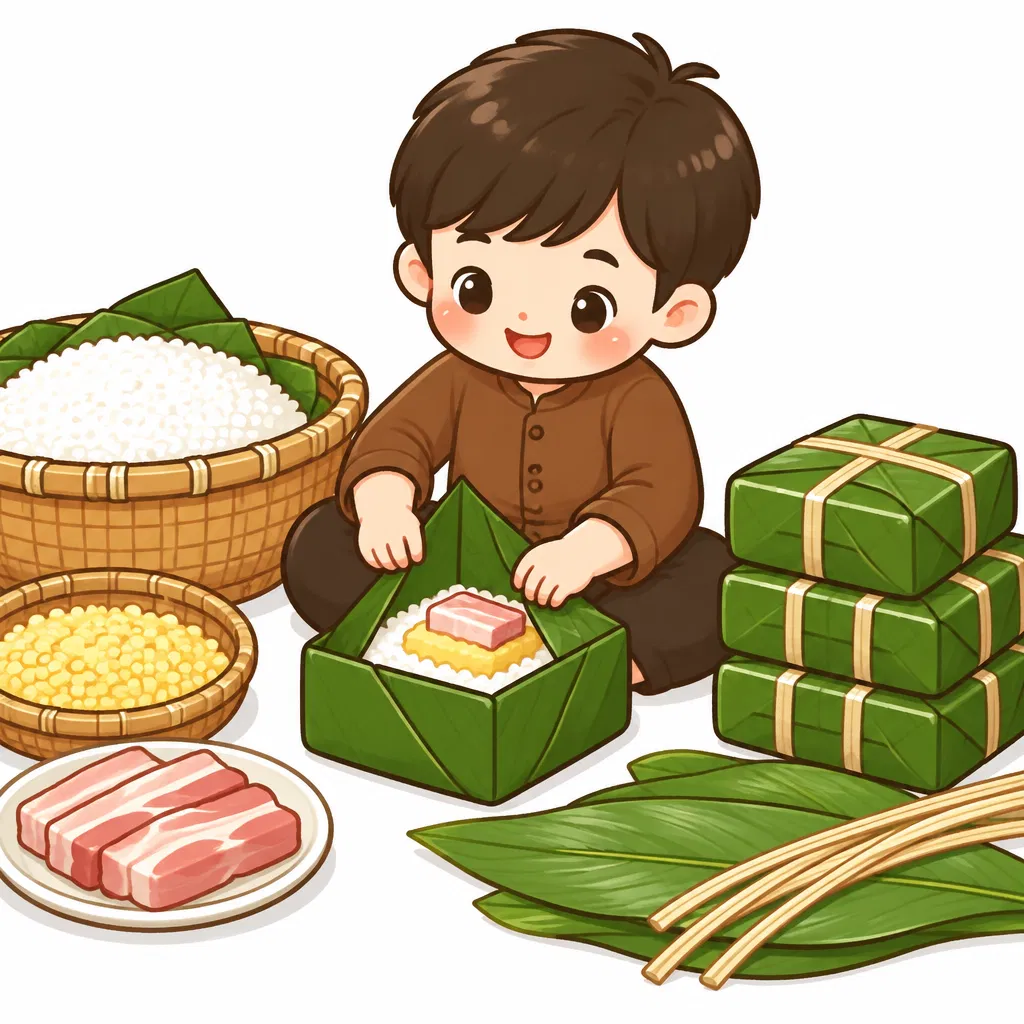 make banh chung — gói bánh chưng