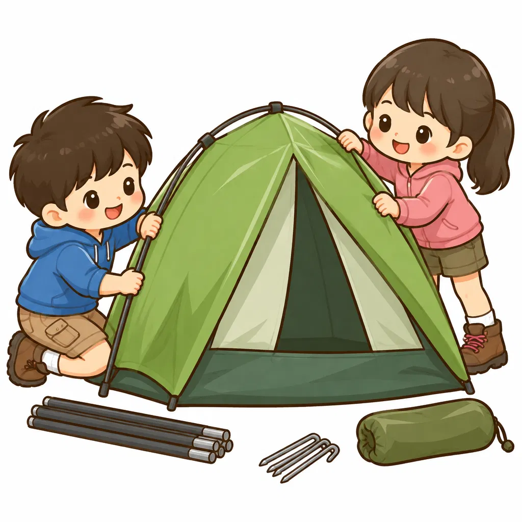 putting up tents — dựng lều